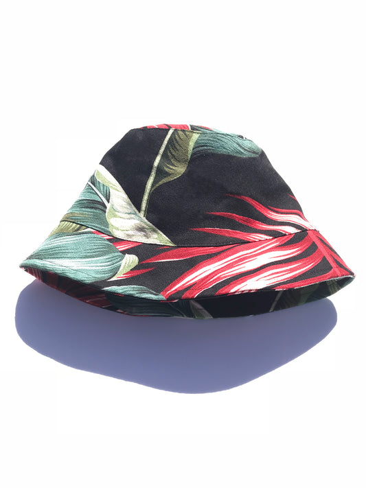 Kona Bucket Hat | Black & Red Leaf